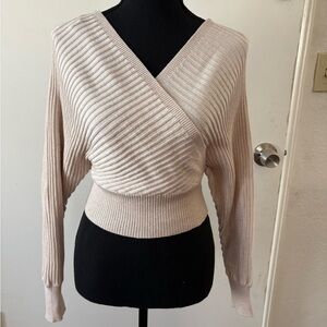 Windsor Cream Ribbed Wrap Sweater